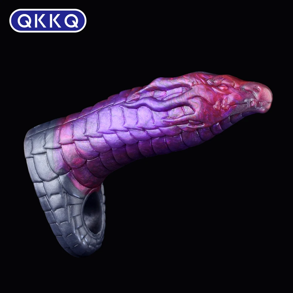 

QKKQ Wearable Fantasy Dragon Silicone Penis Sleeve Stretchable For Men Cock Masturbate Enlargement Adult Products Sex Toys 18+