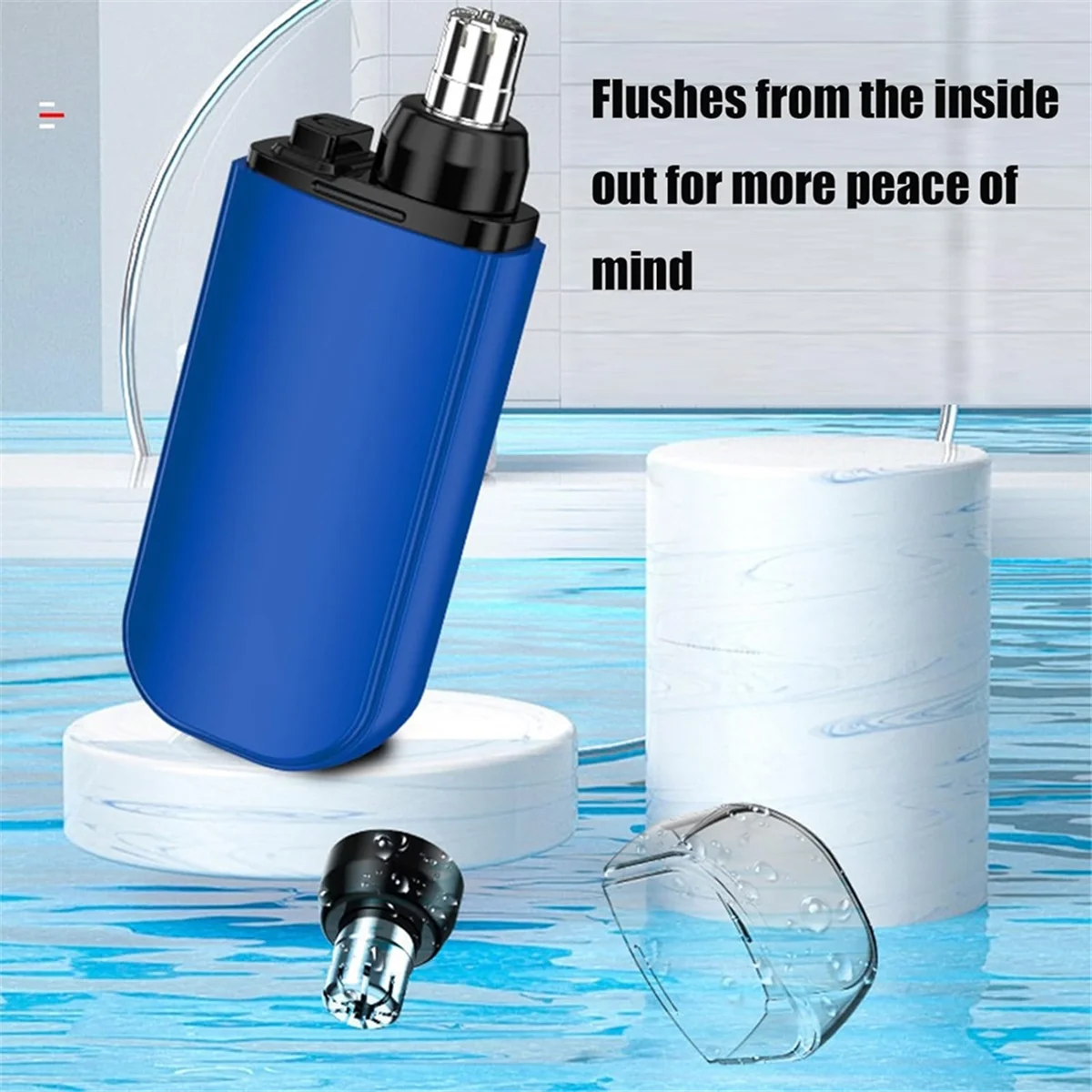 Nose Hair Trimmer 2 in 1 Nasal Hair Cutter Electric Portable Nose Trimmer Rechargeable with Dust Protection Cap Blue 5