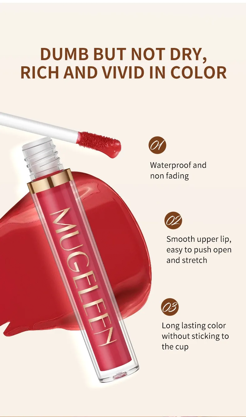 Description Picture 4 of item6-Colors Matte Lip Gloss Set Smooth Long-Lasting Moisturizing Waterproof Lipstick Holiday Gift Box