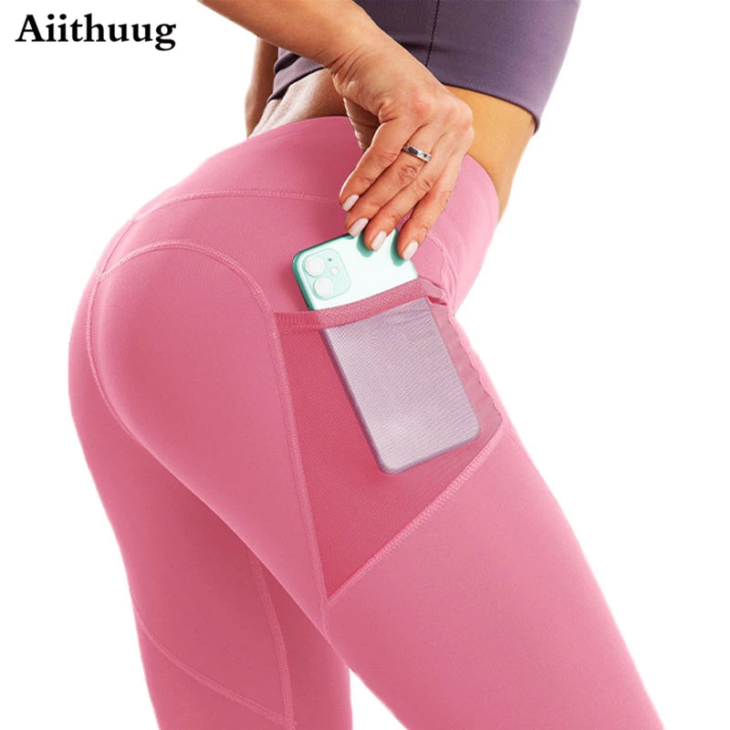 Aiithuug High Waist Squat Proof Yoga Capri Leggings with Side Pockets Peach  Butt Yoga Leggings Tummy Control Workout Yoga Pants| | - AliExpress