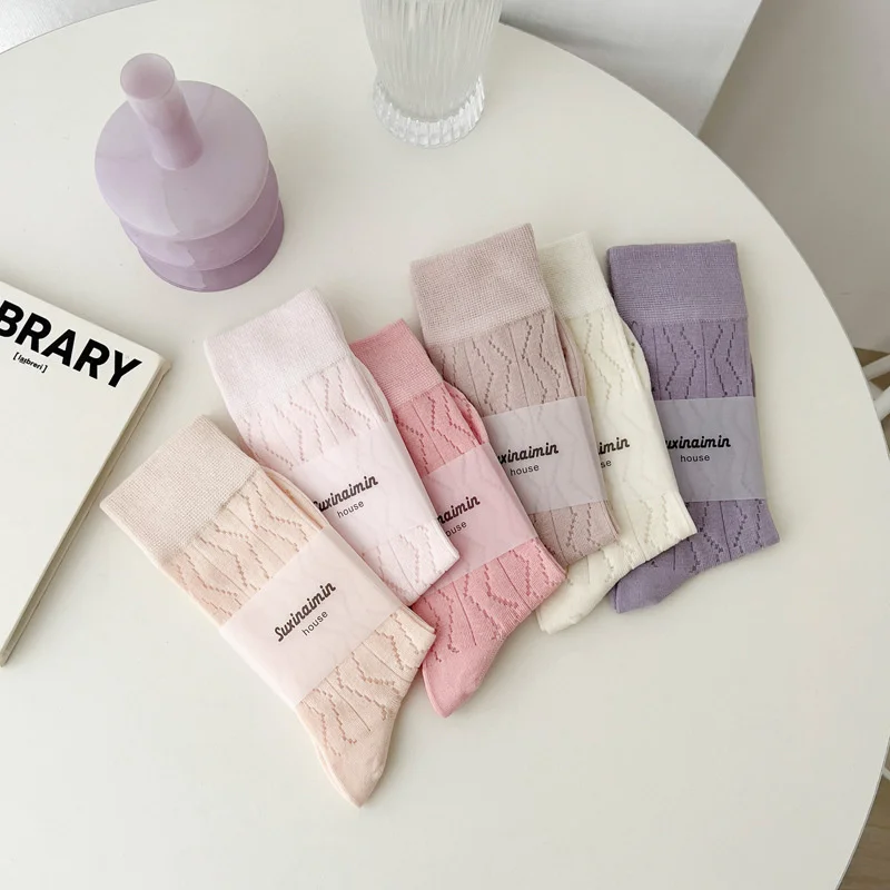 

New Women's Socks Autumn And Winter Japanese Korean Academy Hollow Out Pure Cotton Casual Wool Pile Socks Hipster Retro