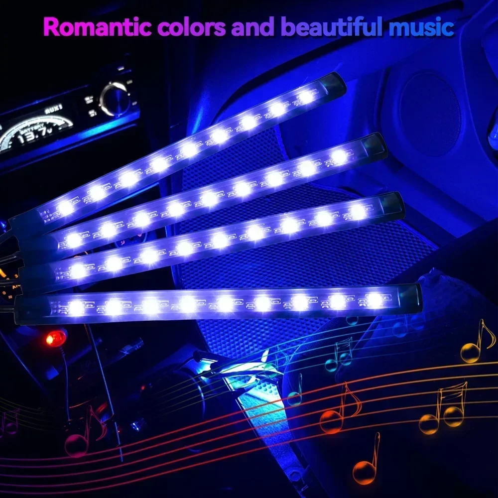 Neon LED Car Foot Light APP Remote Control LED Interior Ambient Lights Auto RGB Multicolor LED Strip Light Atmosphere Decor Lamp