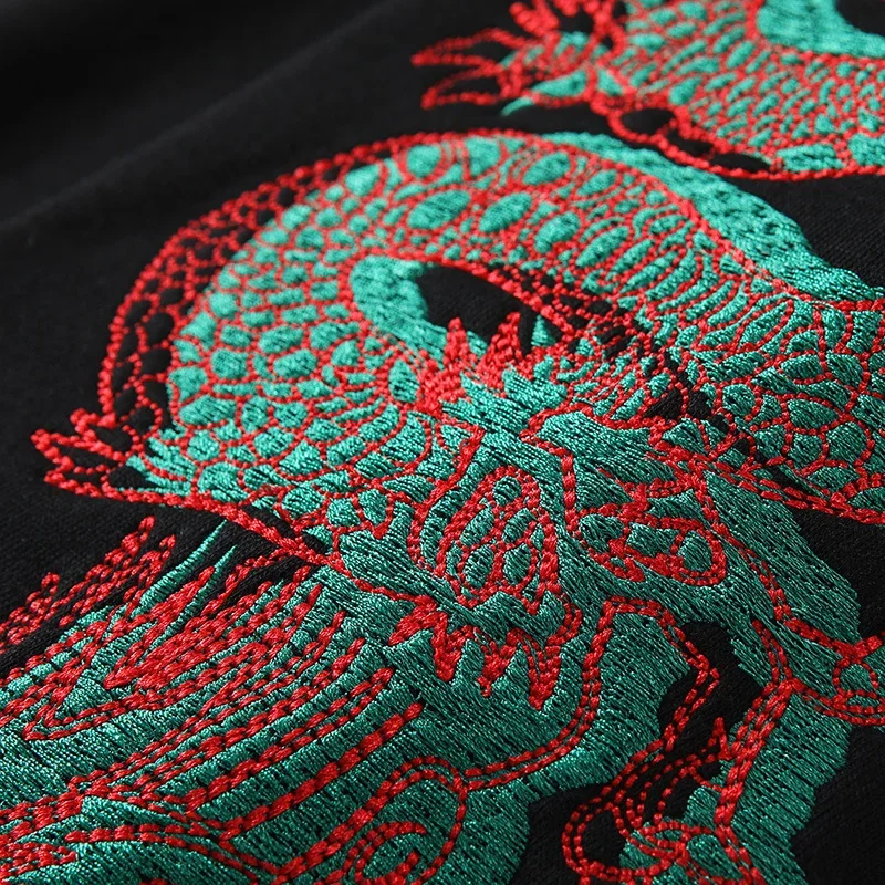 Chinese Dragon Embroidered Hoodies Men Skateboarding Hoodies Y2K Street Sweater Couple Hooded Relaxed Coat Autumn Winter