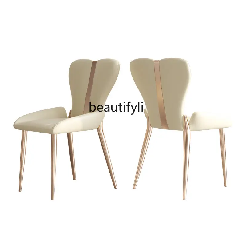 

Nordic Light Luxury Dining Chair Home Modern Minimalist Makeup Study Milk Tea Shop Leather Chair