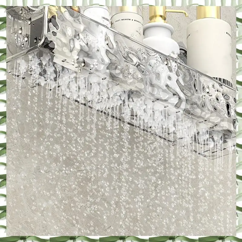 No-Drill, Light Luxury Style Glacier Pattern Suction Cup Shelf,Bathroom Shower Organizer Easy To Use Gray Fan Style