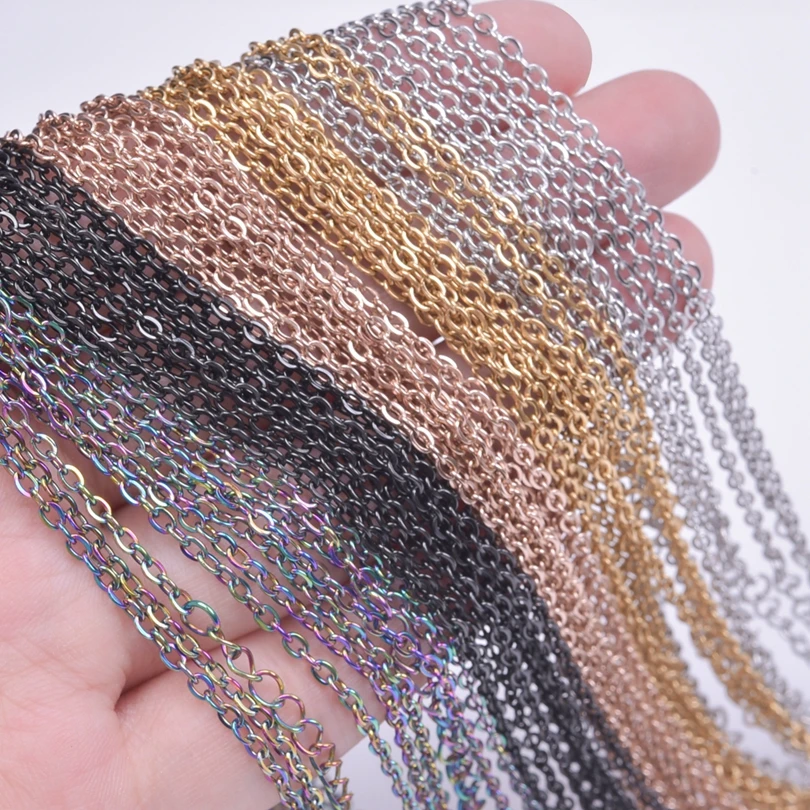 Stainless Steel Unisex Link Chain Necklace - 10pcs, High Quality Choker Collar, Width 1.6/2mm