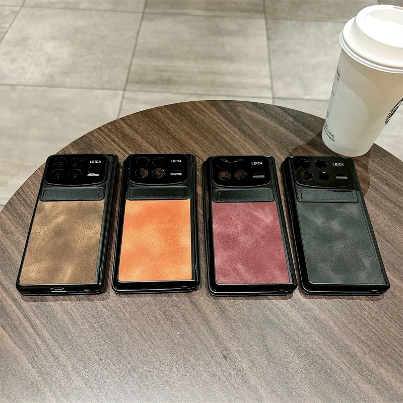 Matte Leather For Xiaomi Mix Fold 4 Case Slim Plastic Bracket Hinge Protective Film Cover_voghion.com