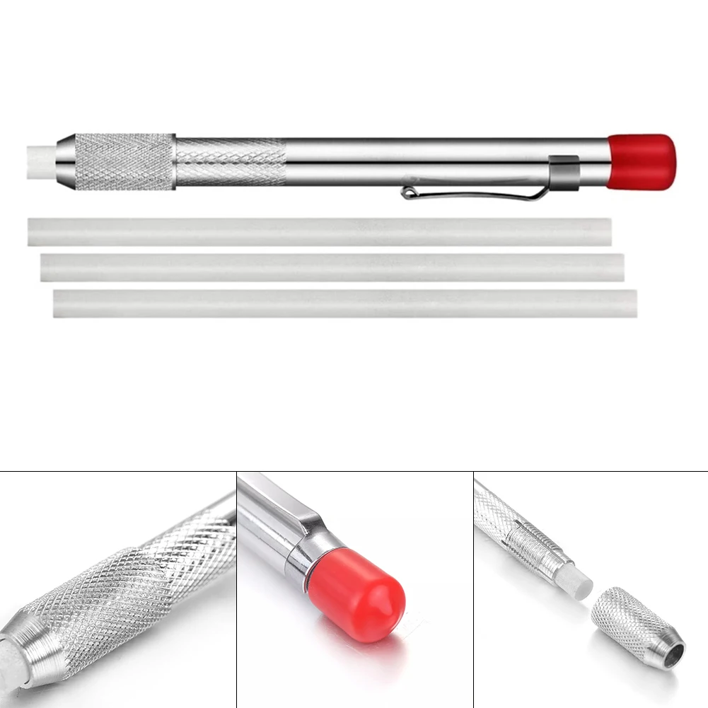 Round Soapstone Holder Soapstone Marker Stainless Steel Slate Pencil 4