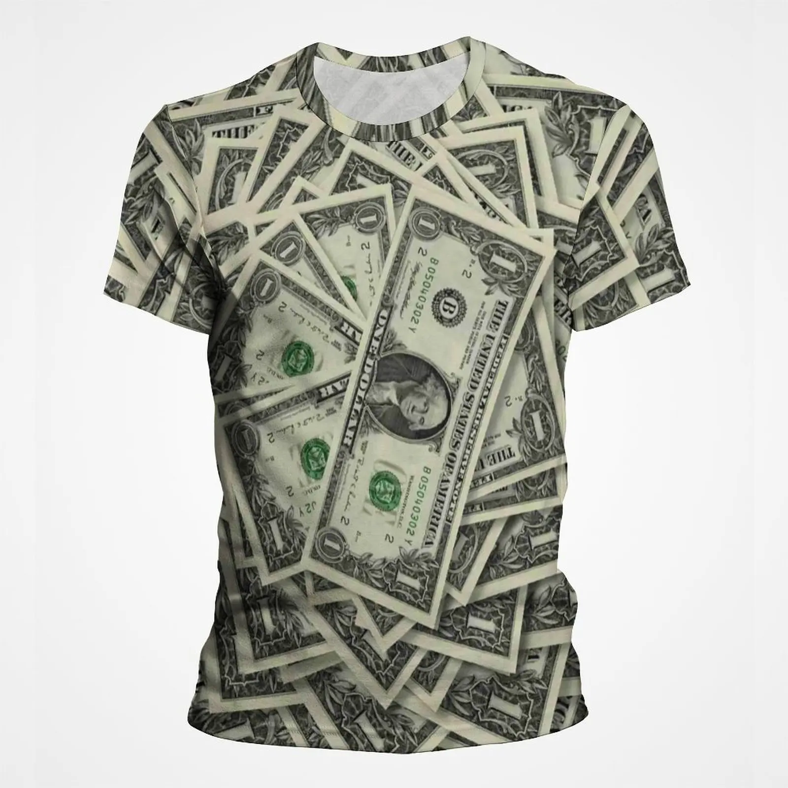 3D Print USD U.S. Dollar Dollar Bills Money T Shirt For Men Short Sleeve Streetwear Graphic Tee Shirts Men's Hip Hop Tee Tops