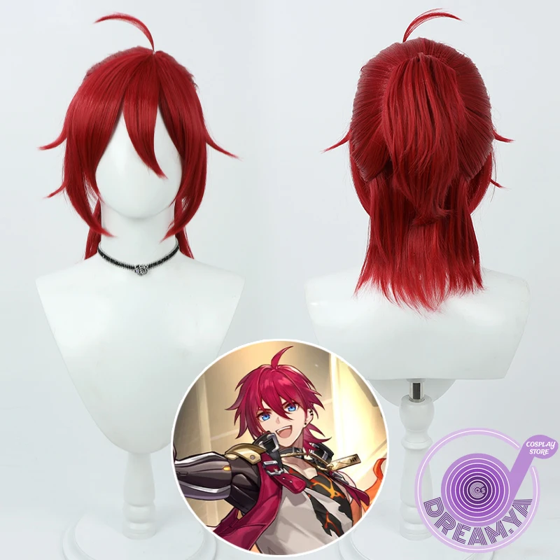 

Парик для косплея Luca, термостойкий синтетический парик Honkai со звездами, рельсовыми играми, красным косичком, для Хэллоуина, для ролевых игр