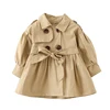 Autumn England Style Windbreaker Jacket Girls Girdle The Waist Trench Coats Girl Spring Overcoat Children's Casual Clothing 0-4Y