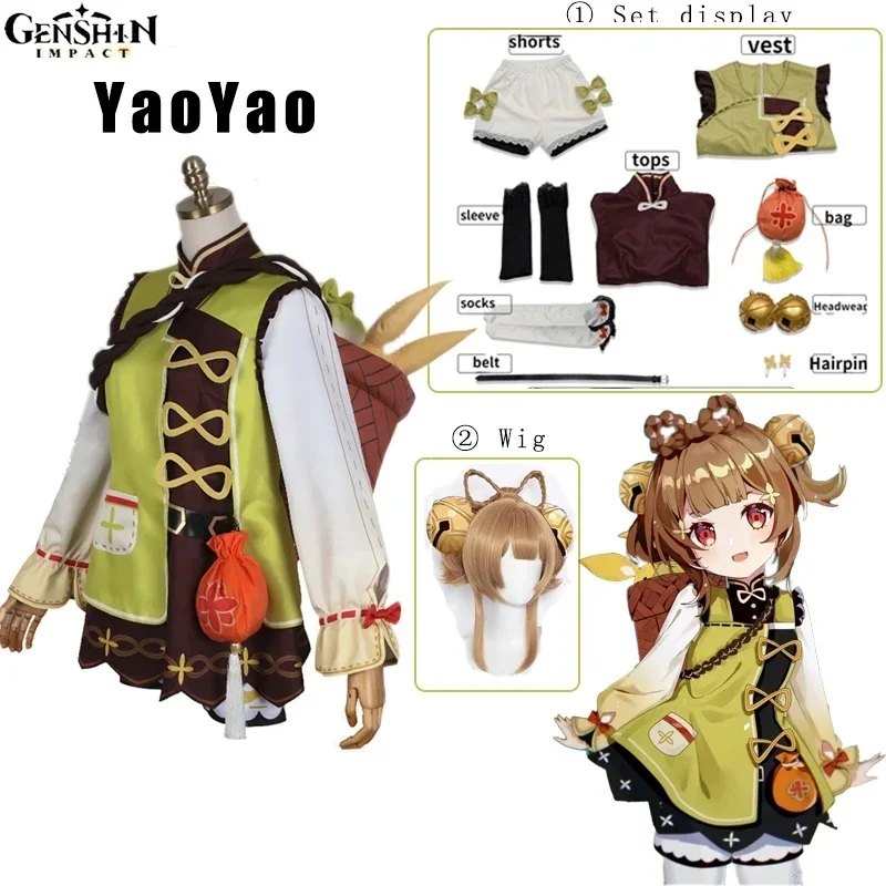 

Anime Game Genshin Impact YaoYao Cosplay Costume Women Kids Lolita Dress Lovely Uniform Yao Yao Suit Halloween Carnival Outfit