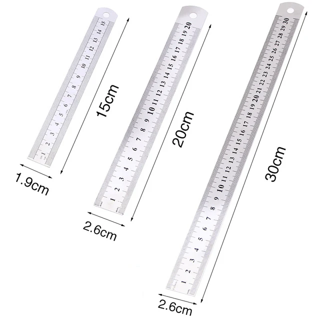 Metal Ruler Stainless Steel Straight Ruler 15/20/30cm Student Rulers  Precision Double Sided Measuring Tool For Woodworking Draw - AliExpress