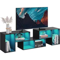 TV Stand, Deformable TV Stand with LED Strip, Modern Entertainment Center, Gaming Media 3 Pieces Console Cabinet 1