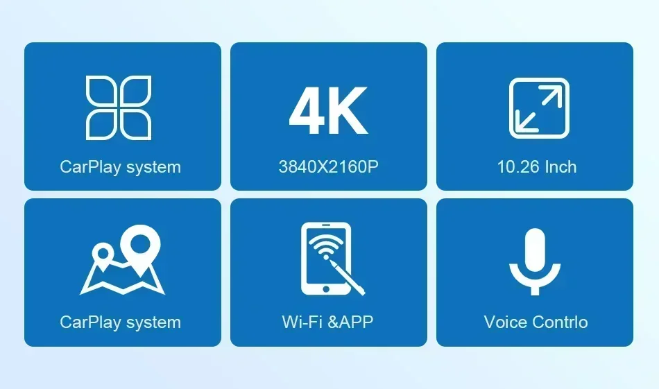 10,26 Zoll 4K Auto DVR Dash Cam mit Dual Lens Wireless Carplay Android Auto GPS Navigation Wifi FM AUX Video Recorder Monitor – Detail 4
