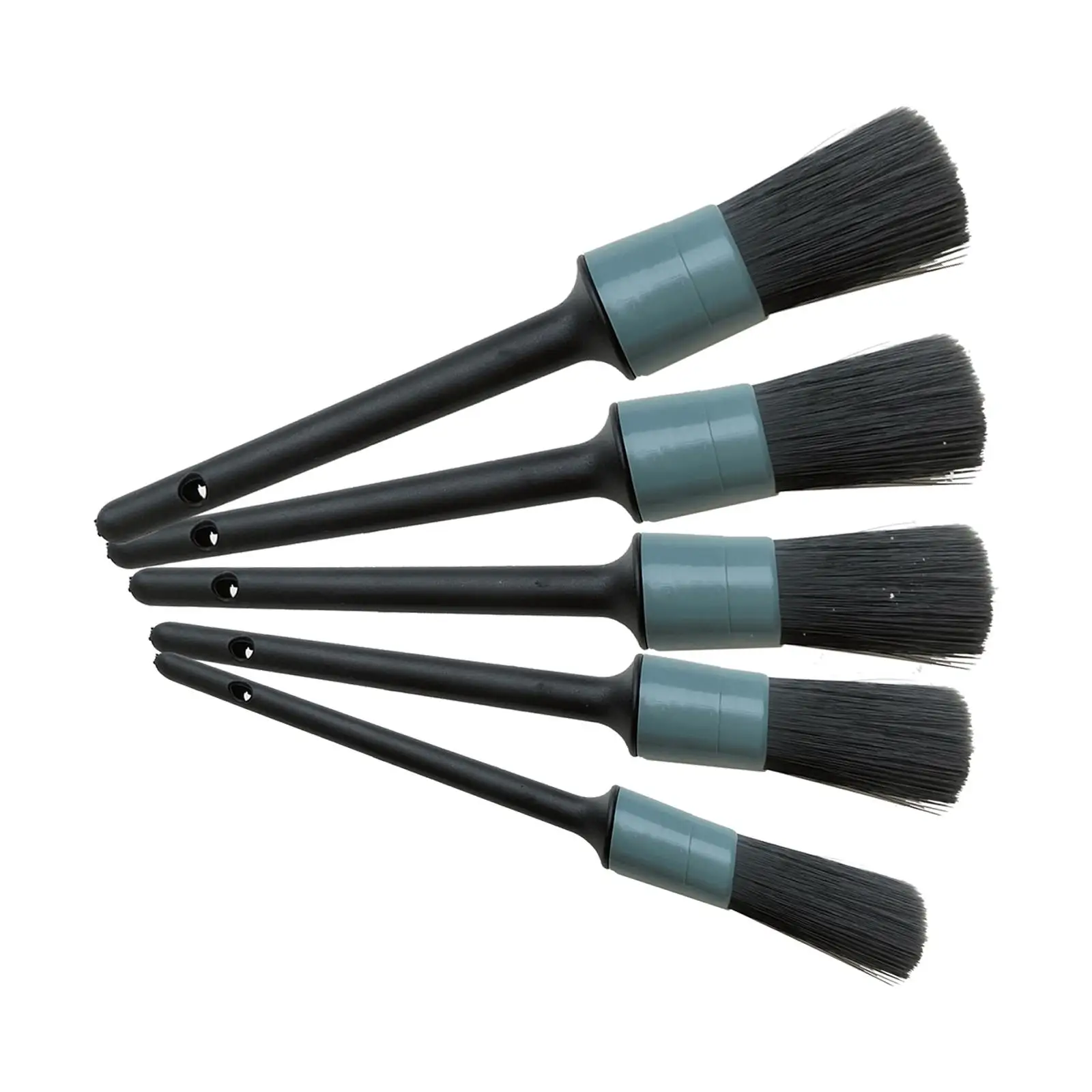 Set of 5 Car Detail Brush , Nylon Bristles with Hole On The Top of Handle for Wet and Dry Use Easy Storage Brushes