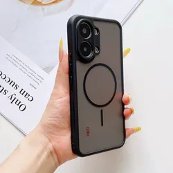 Candy Color Magnetic Phone Case with Anti - Shock Soft Edges and Matte Transparent Acrylic Back for POCO X8 PRO (Black 2)