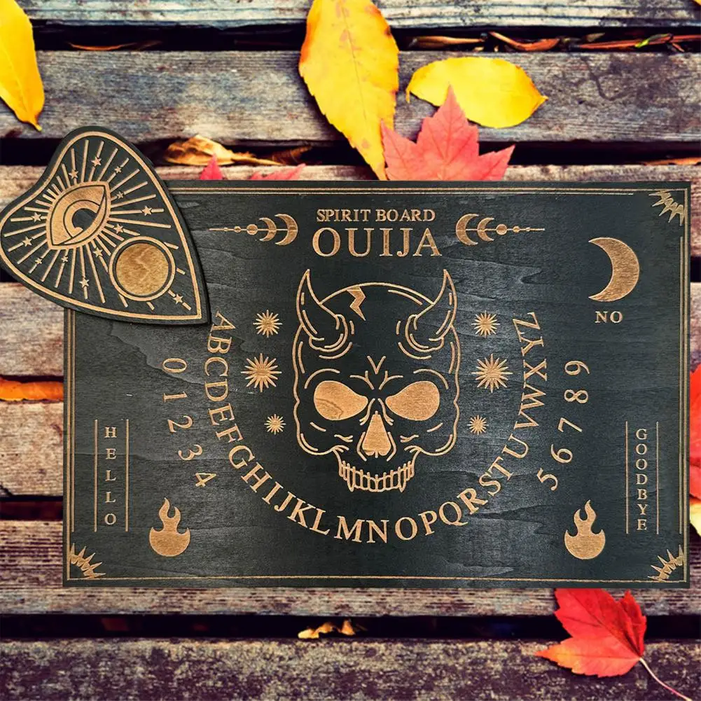 

Wooden Indicator Board for Spiritual Communication Halloween Ouija Board Divine Halloween Decor Black Wooden Spirit for Talking