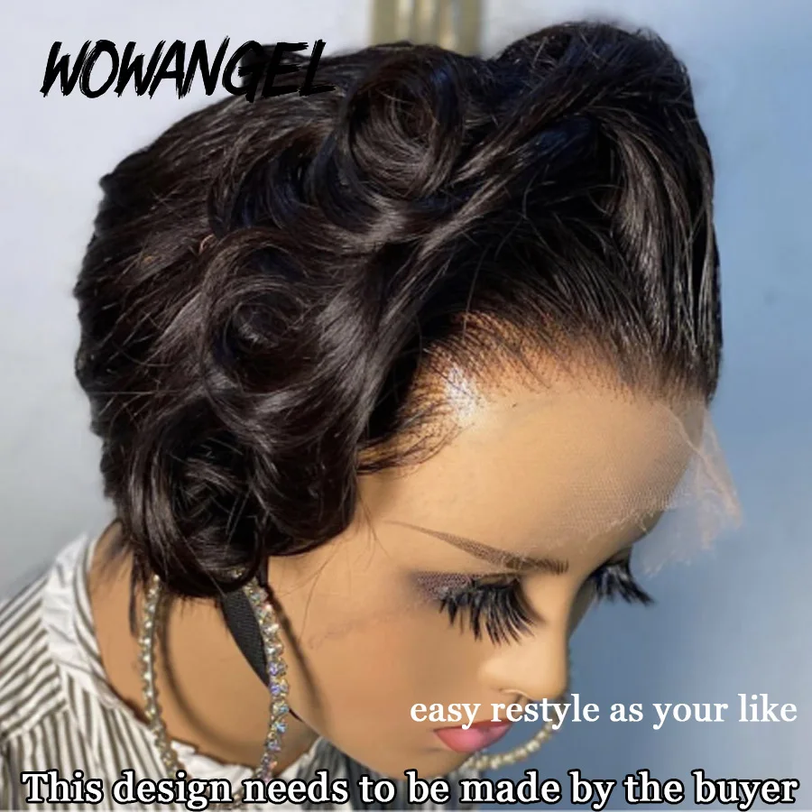Human Hair Brazilian Hair Straight Short Pixie Cut Wig HD Lace Front Wig Melt Skins Pre Plucked Bob Wigs 13x4 Lace Front human hair wig lace front wig human hair wigs front lace wig