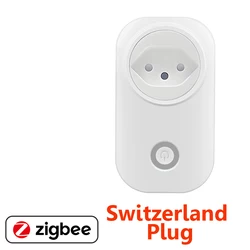 Enhanced Smart Zigbee Electric Extension with Power Monitoring, 16A Capacity - Switzerland Plug (Tuya Zigbee Plug)