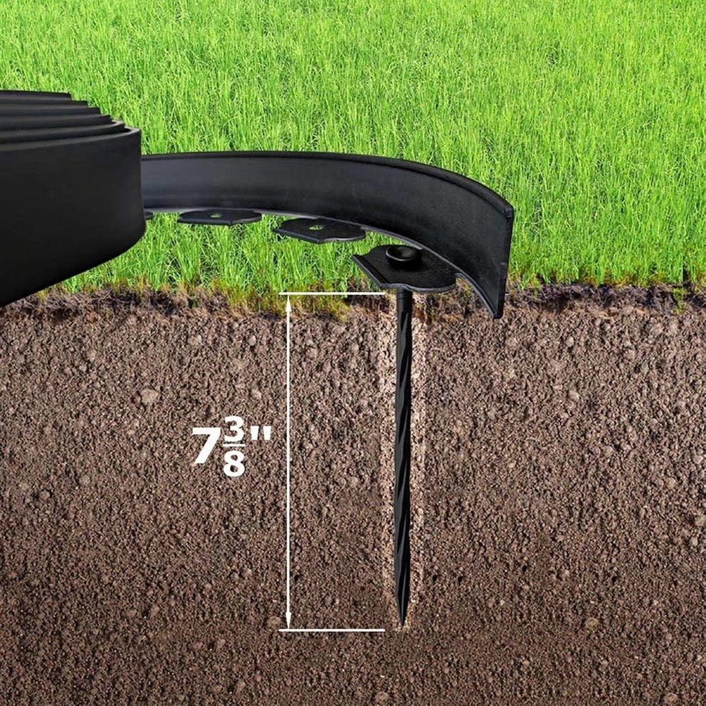 【Breeins】Landscape Edging Length No Digging Garden Edging Kit Include 15/30 Spikes, Premium Yard Edging Fence with One Spike p