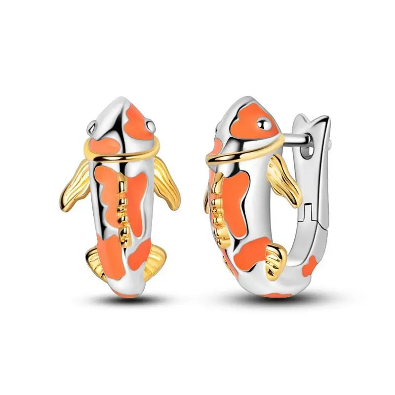 Colorful Zirconia-Embellished Feather and Butterfly Hoop Earrings in 925 Silver