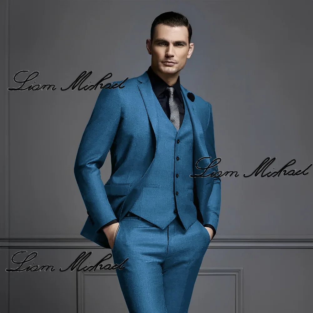 Gentleman Men's Suit 3 Piece Formal Jacket Pants Vest Wedding Groom Tuxedo Party Dress Slim Fit Outfit