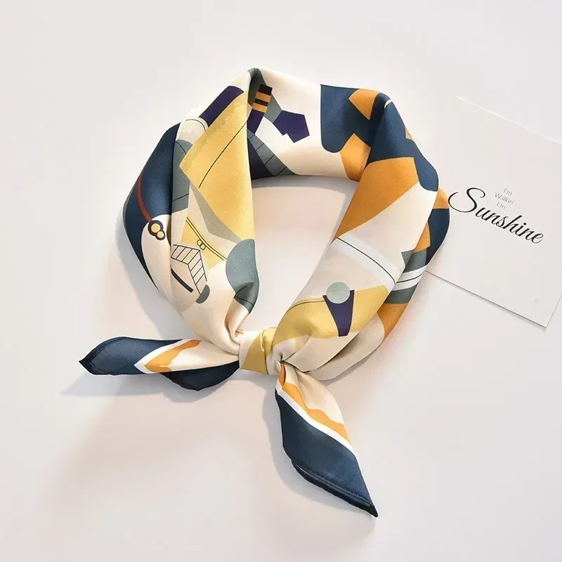 53*53cm Silk Scarves for Woman Fashionable Pattern Smooth To The Touch Spring Summer Sun Protection Silk Scarf 4