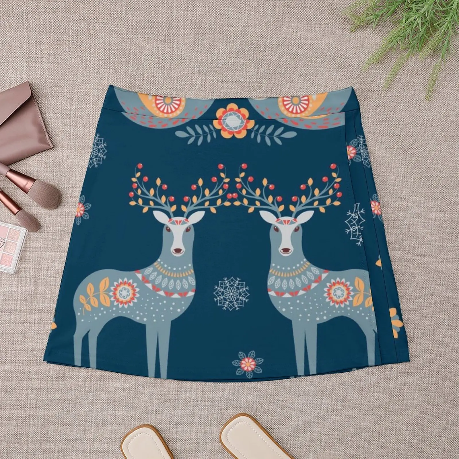 Nordic Winter Blue Mini Skirt luxury designer clothing women Skirt pants Female dress Skort for women
