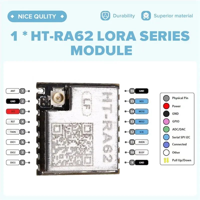 【RECOMENDAR】10X HT-RA62 Lora 시리즈 모듈 SX1262 보조 개발은 Lorawan 프로토콜 433-510Mhz를 지원합니다.