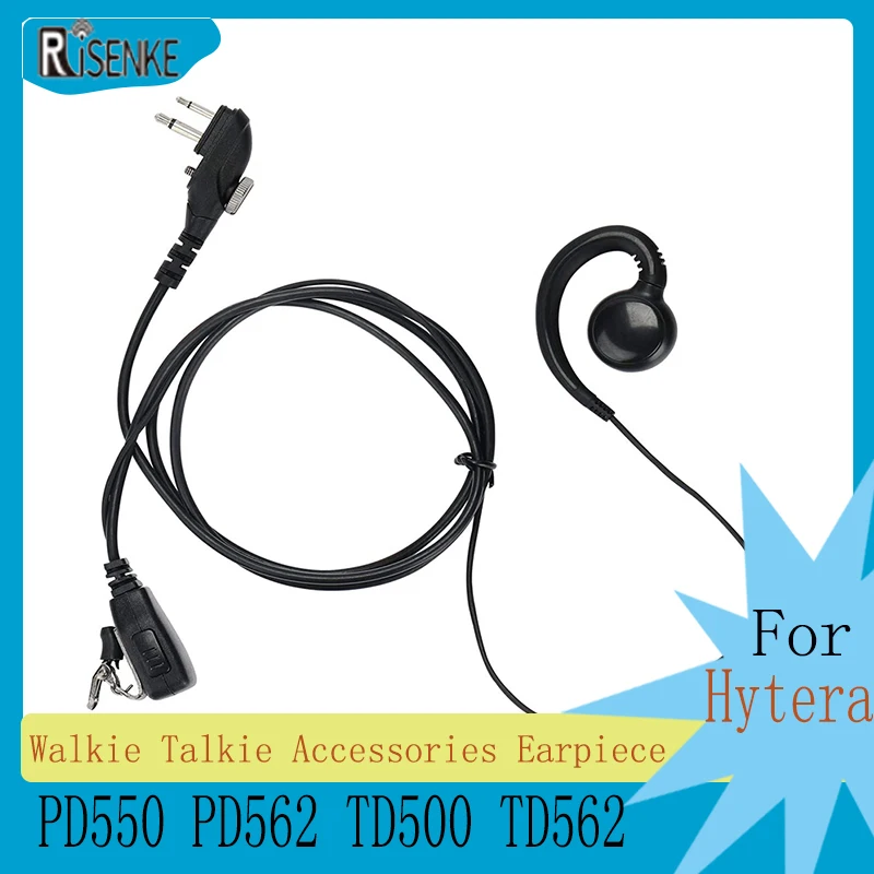 RISENKE-Two Way Radio Headset with Mic, Compatible for Hytera PD550, PD562, TD500, TD562, Walkie Talkie Accessories