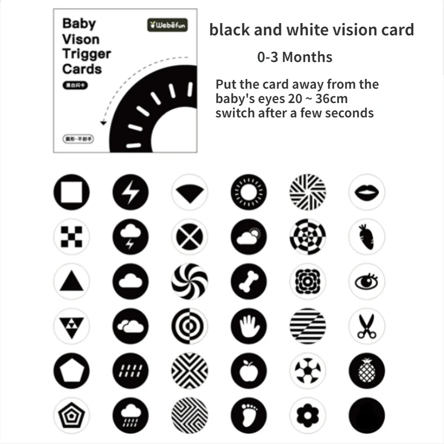 Baby Visual Stimulation Cards Montessori High Contrast Flash Card Infant  Gift✓