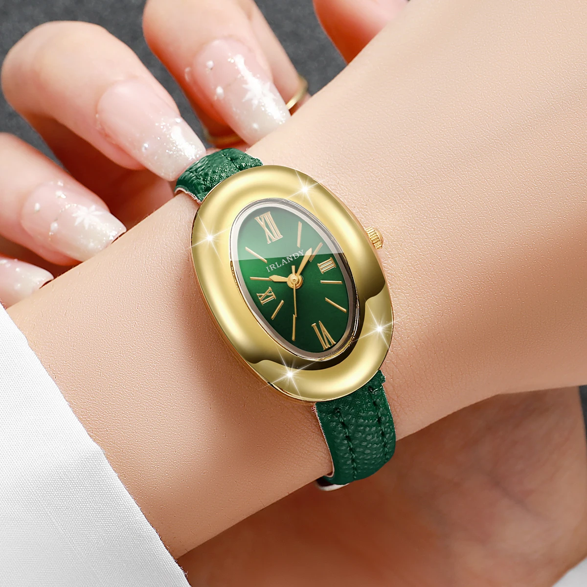 Elegant Oval Dial Women's Quartz Watch with Ultra-thin Leather Strap - Perfect Gift