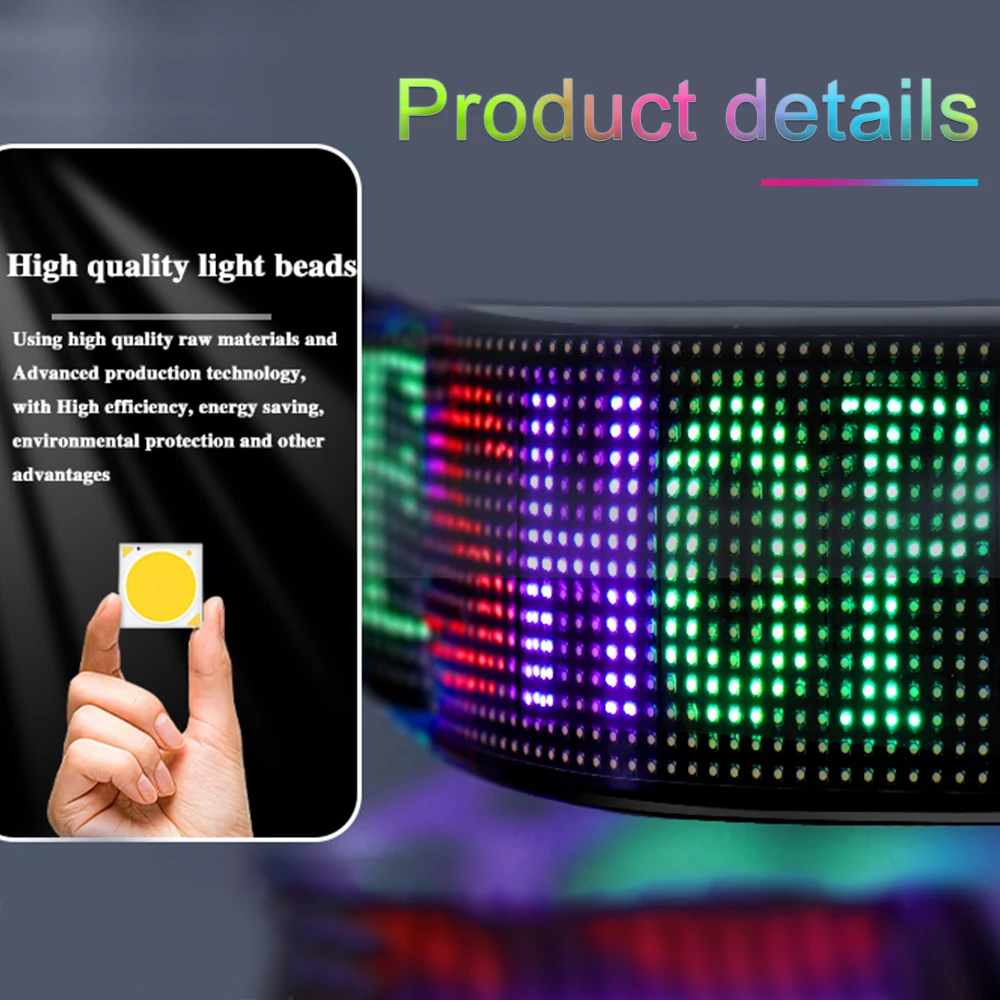 Car LED Matrix Pixel Flexible Panel Night Light DIY Programmable Display Bluetooth App Control Logo Light Car Windows Bars Party 3