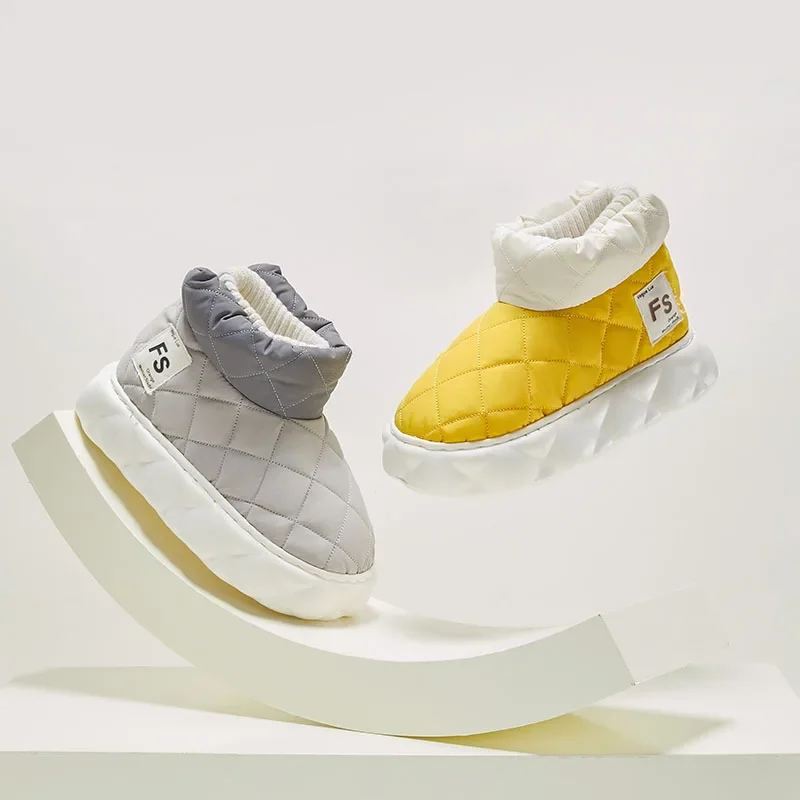 Warm New Fashion Plush Slippers For Woman Man Bread Shoes Winter Warm Thick Platform Waterproof Slippers Outdoor Home Shoes