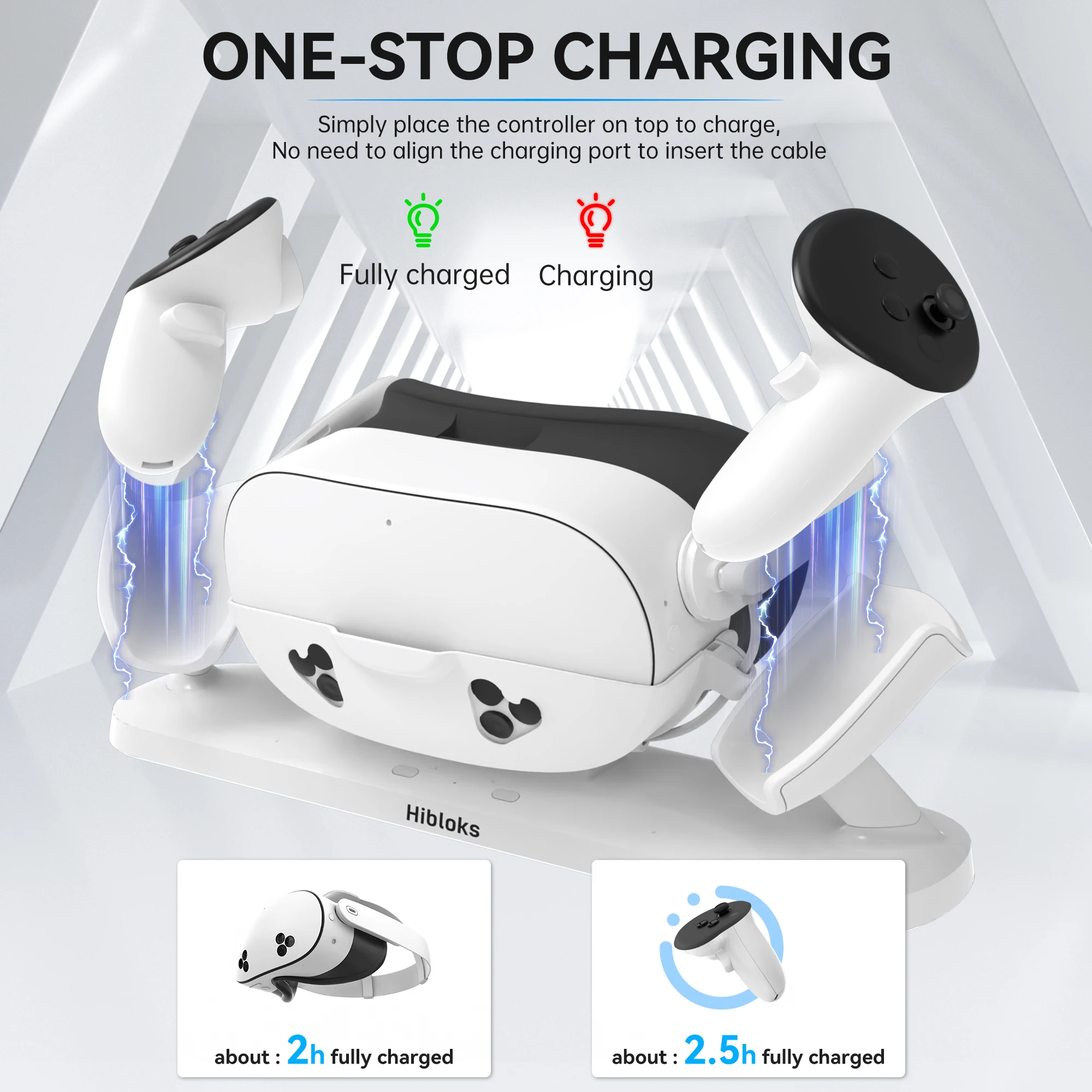 Hibloks Charging Dock for Quest 3S Magnetic Fast Charging Station for Oculus Q