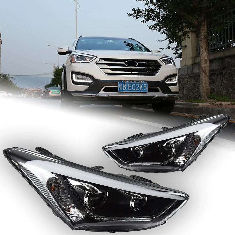 현대 IX45 LED 헤드라이트 2013-2016 자동차 시그널 헤드 램프 프로젝터 렌즈 DRL 산타페 헤드라이트 업그레이드 자동차 액세서리