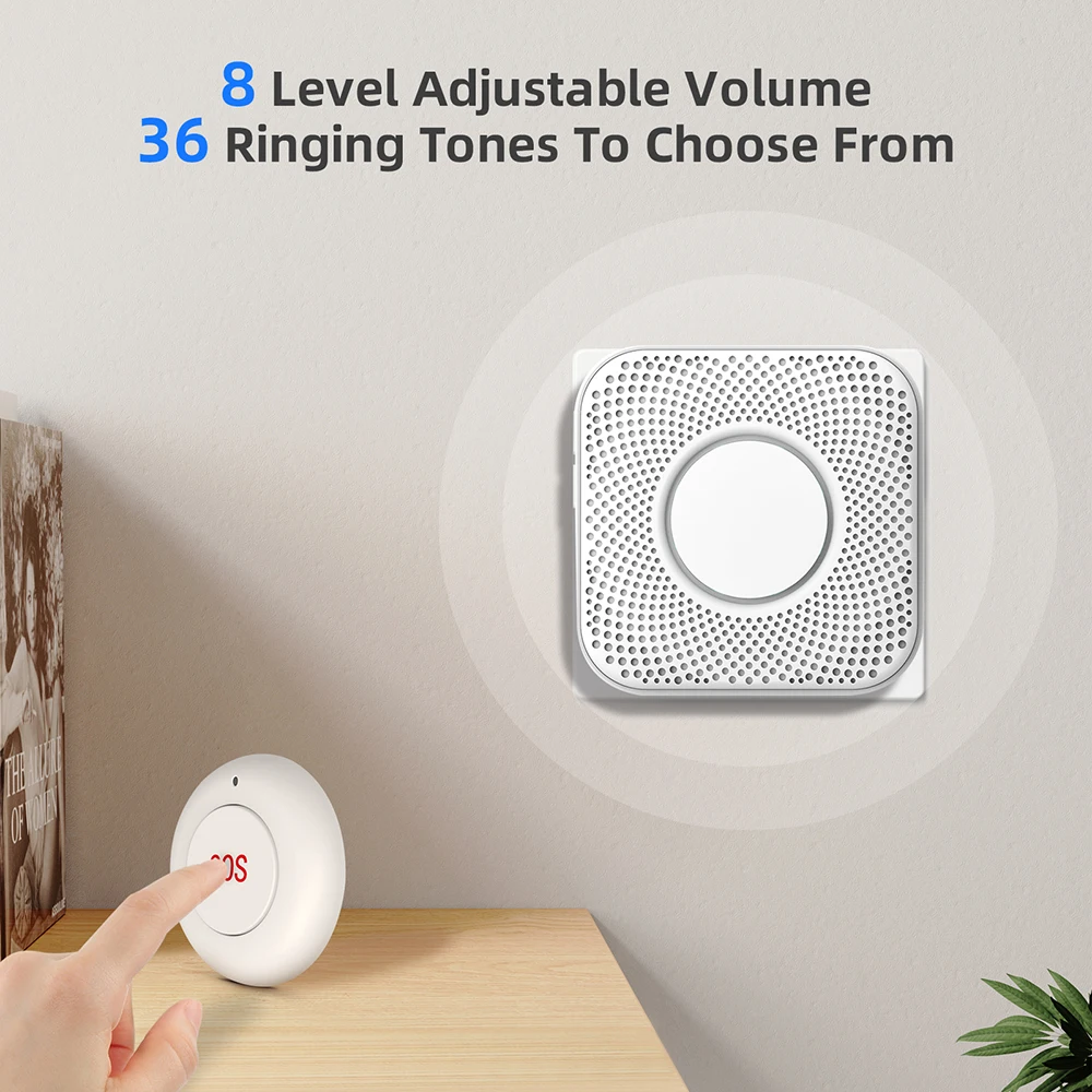 Wireless SOS Button Caregiver Page Emergency Medical Alert System For Seniors Patients Elderly At Home Panic Button