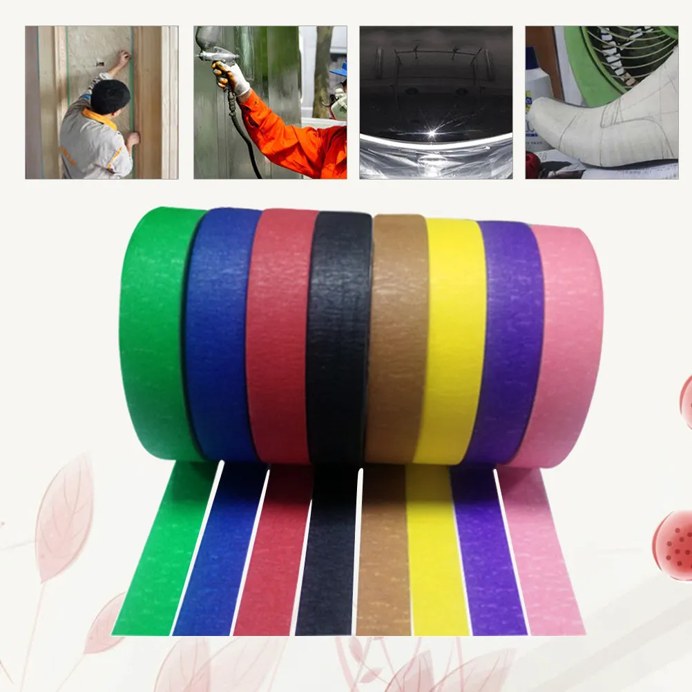 6Pcs 컬러 마스킹 테이프 긴 사이즈 강력한 끈적 끈적한 주름 종이 질감이 있는 접착 테이프 파티 장식 무대 공연용