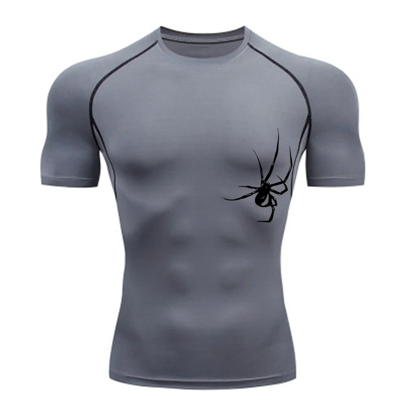 Running T-Shirt Men Short Sleeve Compression Shirt Gym Sports Top White & Black Quick Dry Breathable MMA Fitness Clothing compression t shirt sport t shirt short sleeve t shirt running t shirts running t shirt fitness clothes