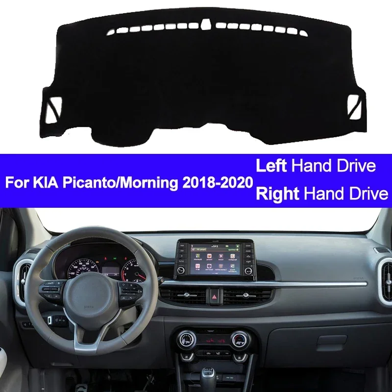 자동차 자동 내부 대시 보드 커버 대시 매트 카펫 러그 KIA Picanto Morning 2018 2019 2020 LHD RHD 2 레이어 Sunshade Auto Cape