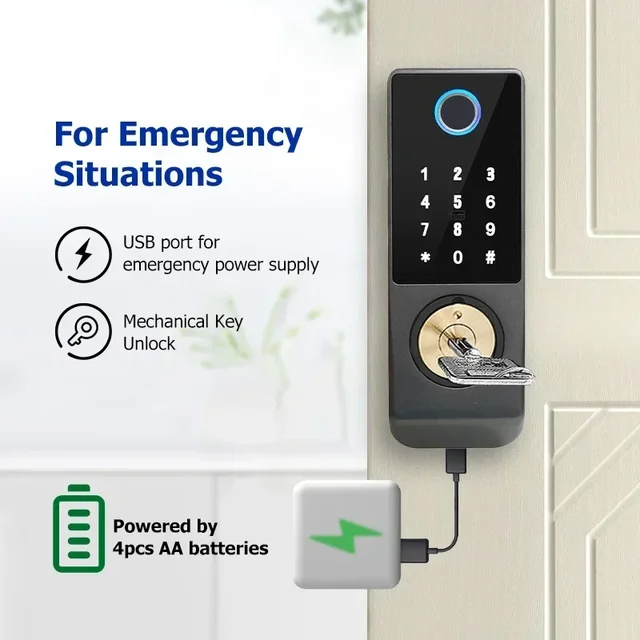 Tuya WIFI Version Double Side Fingerprint Lock Outdoor Gate Waterproof TTlock APP Passcode Rfid Card Keyless Smart Door Lock 5