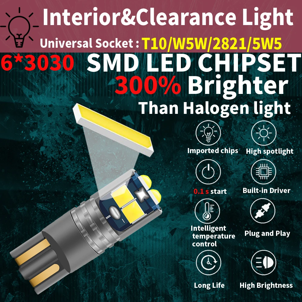 ǰ T10 W5W  Ʈ ڵ ׸   Ʈ Ŀ , 168 194 LED ڵ    , 2 