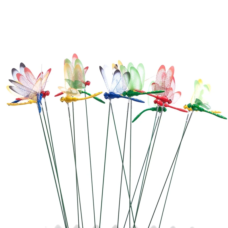 

24Pcs 3D Dragonfly Garden Decor Dragon Fly Garden Stakes Dragonflies Patio Decoration
