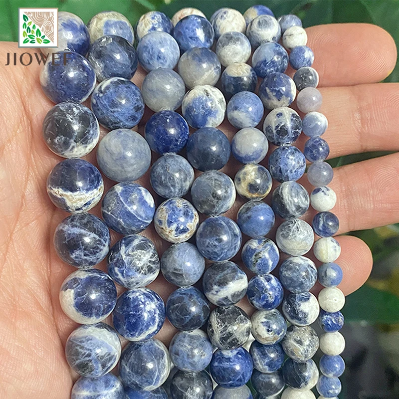 Neue Blaue Sodalith Edelstein Neue Ankunft Runde Lose Perlen Naturstein Für DIY Schmuck Machen Armband Zubehör 4 6 8 10 12 MM