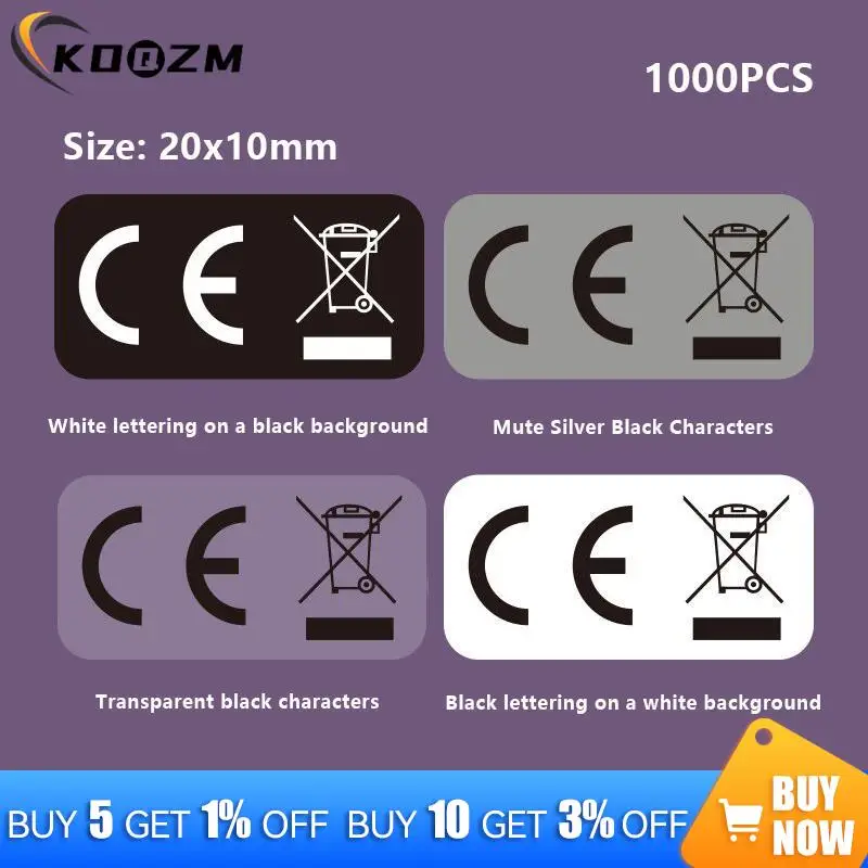 

1000 PCS/lot Europe Union Standard CE Trash Bin Label WEEE Recycling Logo Transparent Self-adhesive CE Sticker 1000PCS