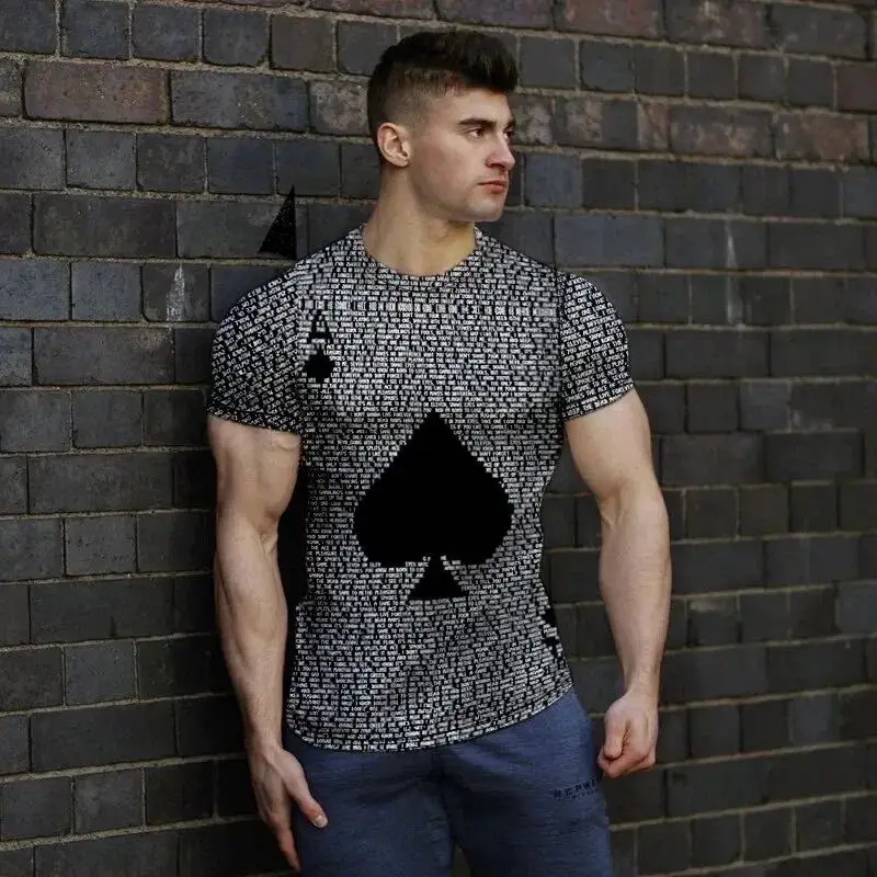 

Spades 3d Print Pattern Vintage Short Sleep Men's T-Shirt Casual Comfort Breathable Men's T-Shirt Fitness Sportswear Top Summer