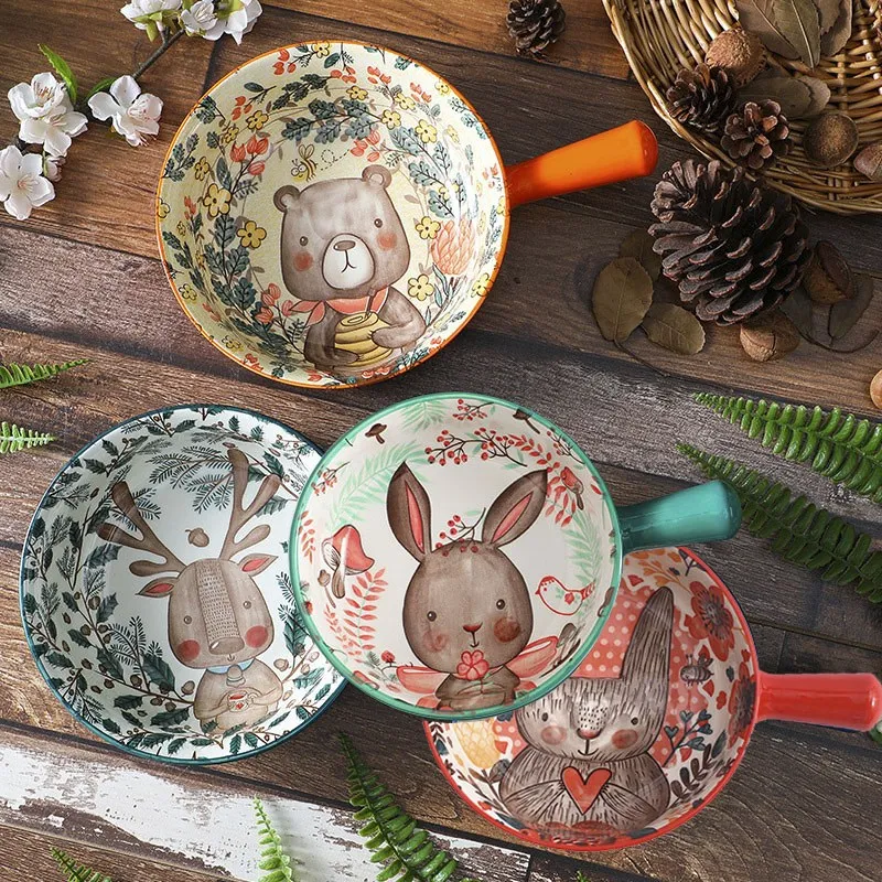 

Animal series handle bowls with 4 bowls tableware soup bowls Plate for cooking Accesorios freidora Molde para hornear Silicone f