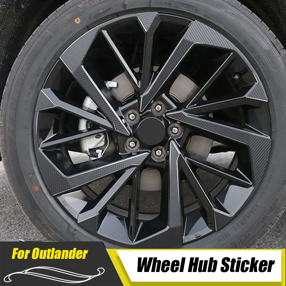 

FOR Mitsubishi Outlander 4th 2023 Carbon Black Car Special Wheel Hub Sticker Rim Reflective Scratches Repair Trim DIY decoration