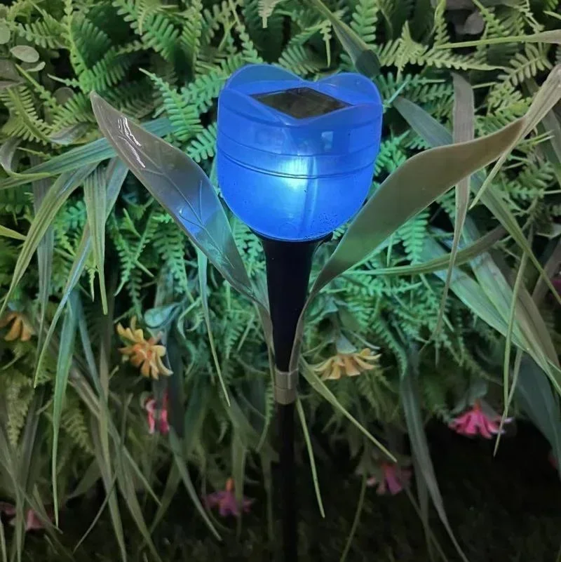 1Pcs Garden Tulip Flower Shape LED Solar Powered Waterproof Tube Lawn Lights Standing Decor for Yard Outdoor Party